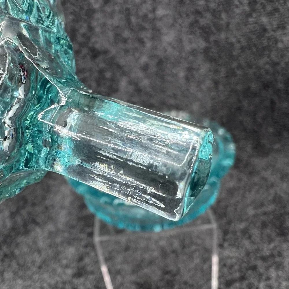 Vintage Tiara Fostoria Lead Crystal Teal Green - Blue Glass Candy Dish W/Lid 5